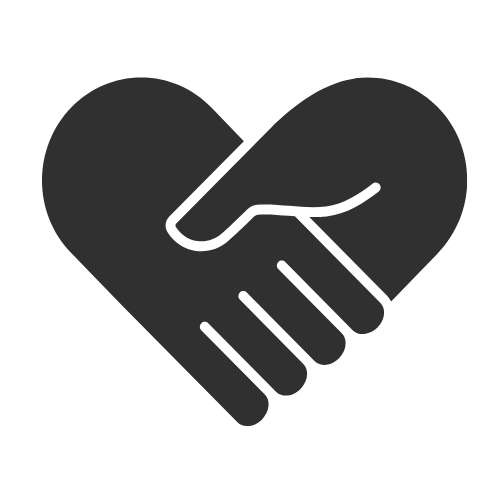 An icon of two hands holding together to form a heart, symbolizing bereavement support and counseling.